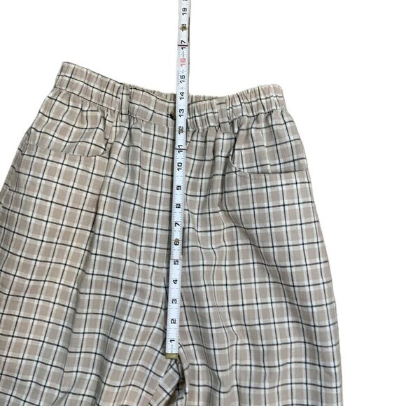 Baxter Wells Neutral Plaid Pattern Linen Blend Pants Sz 10 Preppy Light Academia - Picture 7 of 15